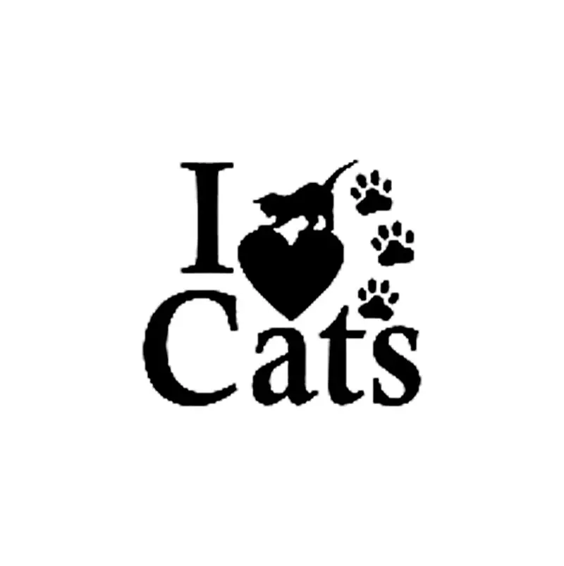 

Car Stickers I Love Cats Pet PAWS Cute Car Stickers PVC Car Stickers Black or Silver 8.3cm * 7.3cm