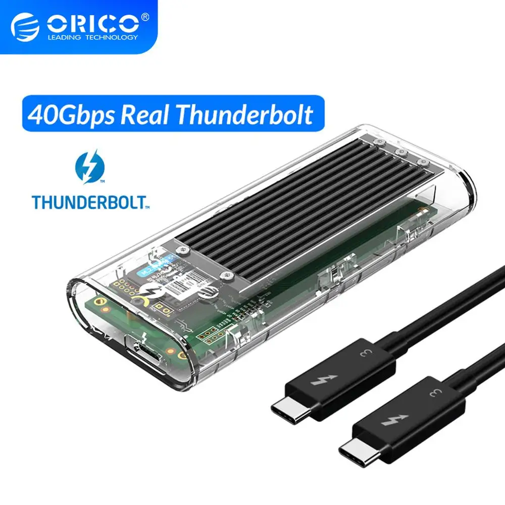 ORICO Thunderbolt 3 40 Гбит/с M.2 NVME SSD корпус 2 ТБ прозрачный USB C чехол с кабелем для Mac