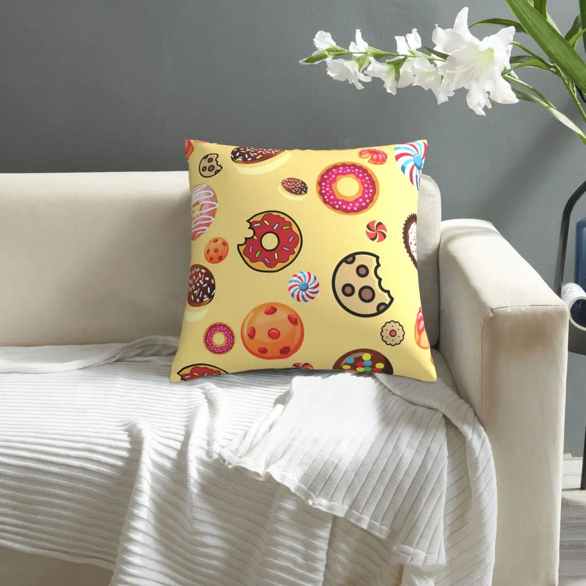 

Sweets pillowcase printed cushion cover sofa waist pillow pillow cover