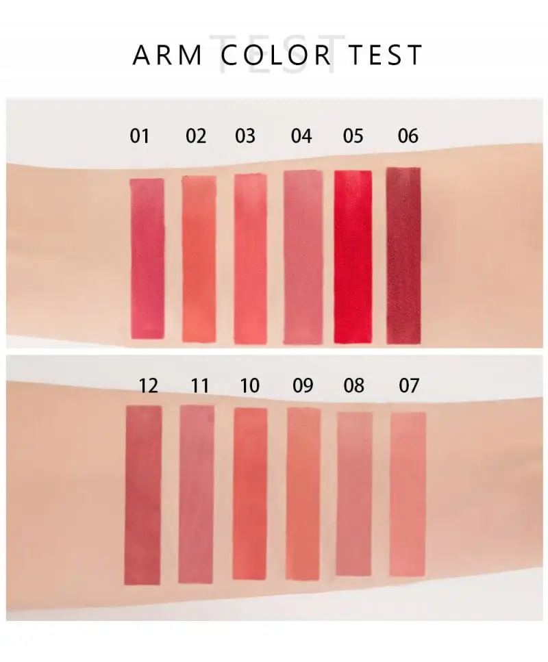 12 Color Matte Lip Gloss Waterproof Non-stick Cup Natural Moisturizing Lip Glaze Quick-drying Velvet Lasting Non-fading Lipstick