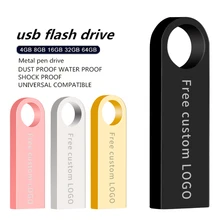 Memory stick usb 3.0 metalen waterdichte usb flash drive 128gb U disk key Pendrive 64GB 32GB 16GB 8GB 4GB Pen Drive Mini Gratis logo(China)