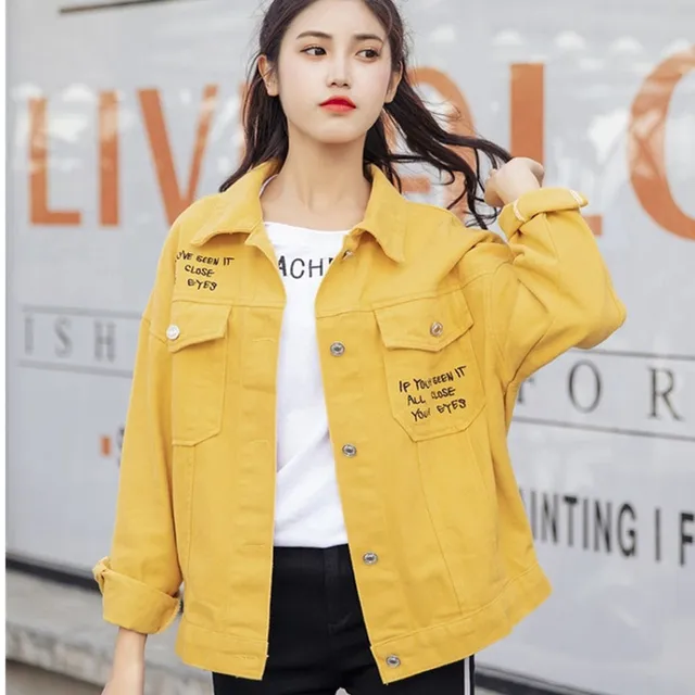 yellow jean jacket womens
