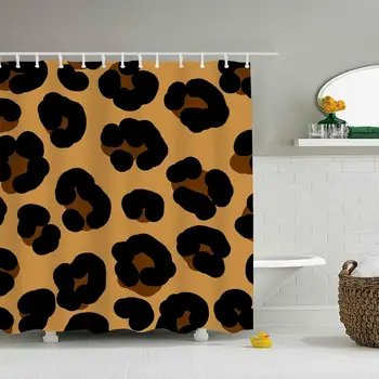 

Leopard Background Polyester Fabric Shower Curtain Sets with Hooks Waterproof Mildew Bathroom Decor Holiday Great Gift