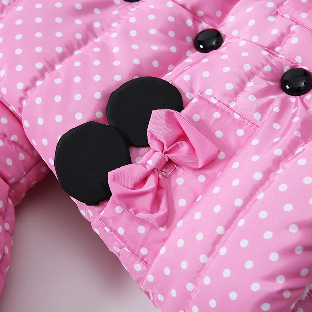 Girls Winter Coat Hooded Dot Animal Design Puffy Jacket