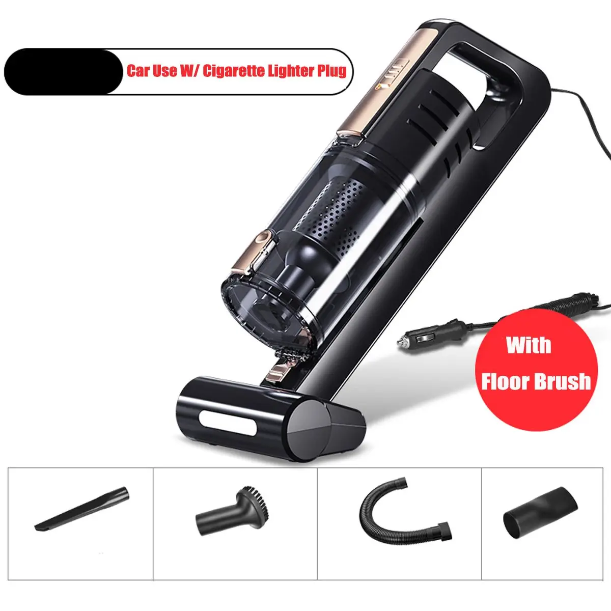 with floor brush Ручной 4500Pa 12V 120W сильный вакуумный пылесос для автомобиля Влажный и сухой двойной использовать Автомобильная электроника запасной фильтр для пылесоса - Цвет: with floor brush