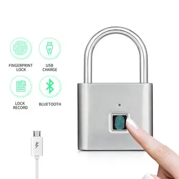 

Keyless USB Rechargeable Door Lock Fingerprint Small Smart Padlock Quick Unlock Zinc Alloy Metal Self Developing Chip