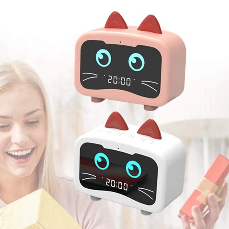 Будильник Радио с Bluetooth кошачьи уши динамик, цифровой fm-радио, Hands Free HD вызов, usb зарядный порт для тяжелых спящих хо