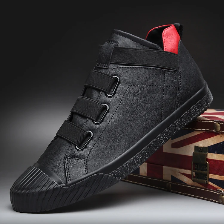Новые мужские ботинки с пряжкой повседневная кожаная обувь в британском стиле модные сапоги с круглым носом на платформе зимние Прошитые сапоги на мягкой резиновой подошве - Цвет: black