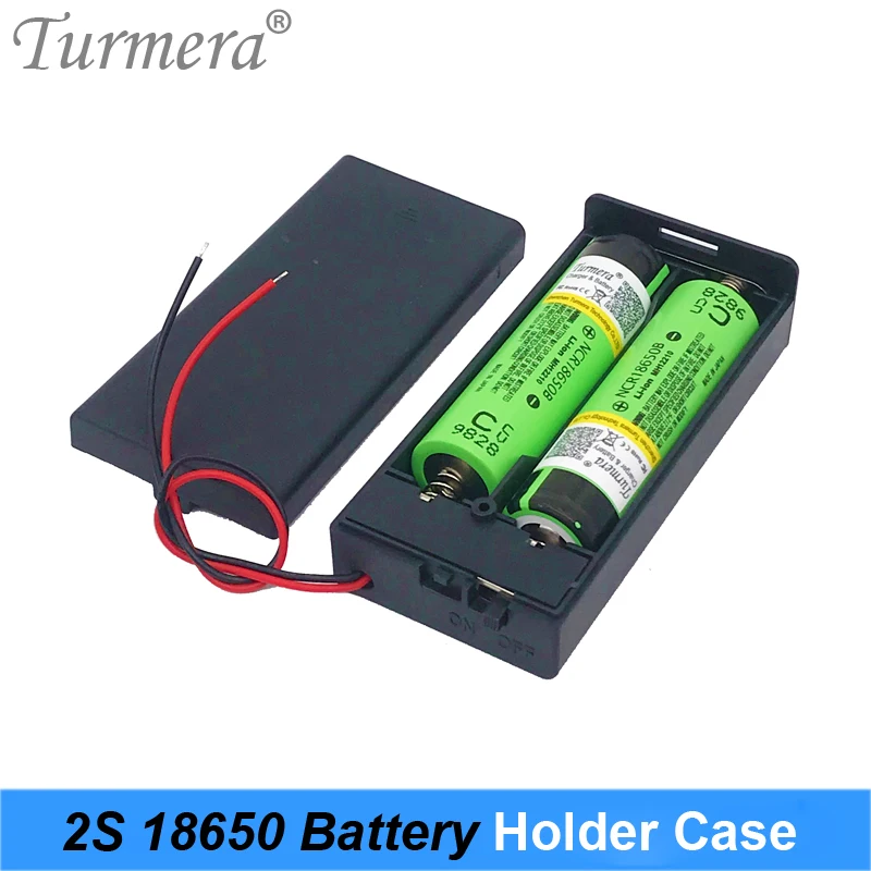 

3.7V 2x 18650 Battery Holder Connector Storage Case Box with ON/OFF Switch with Cable for Power Bank or Battery Pack Use Turmera