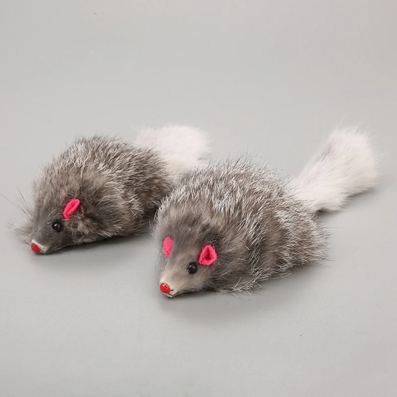 1pc False Mouse Cat Pet Toy Cat Long Haired Tail Mice Soft Real Rabbit Fur Toys For Cats Dogs Toys
