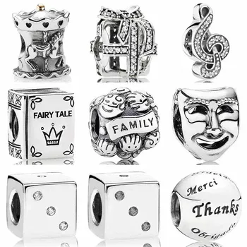 

Adorable Carousel All Wrapped Up Gift Box Theater Masks Sweet Music Note Beads Fit Pandora Bracelet 925 Sterling Silver Charm
