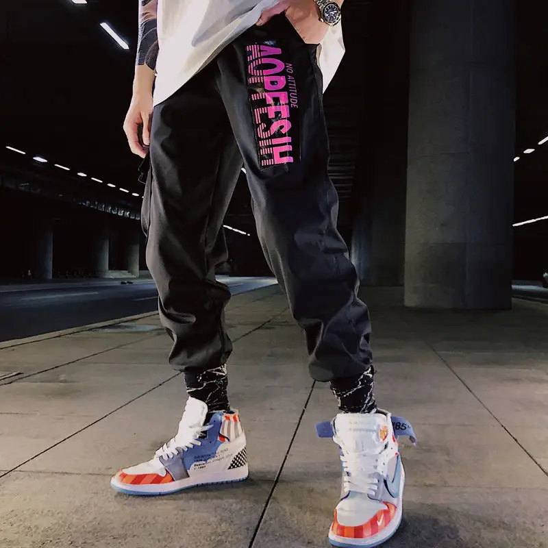 Серый ins Men Pants Casual Mens hip hop rap Male Trousers street boy quick-dry Straight Full breathing loose ankle banded Pant - Цвет: Серый