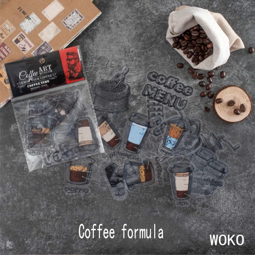 WOKO 30 шт кофейные наклейки для домашних животных Ретро Рисованные кофейные зерна/белый кофе/штамп/старый кофе пятна наклейки для скрапбукинга DIY - Цвет: 246502 peifang