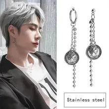 Wang Yibo с сережками, портретные серьги-кресты, без ушей, пирсинг, клипсы для ушей, мужские, в стиле хип-хоп, смешанные с холодным ветром, женские