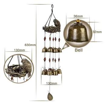 

New On Sale Hanging Decor Birds Nest Wind Chime Bird Bells Chimes With 12 Wind Bells For Garden Backyard Indoor Outdoor Decor