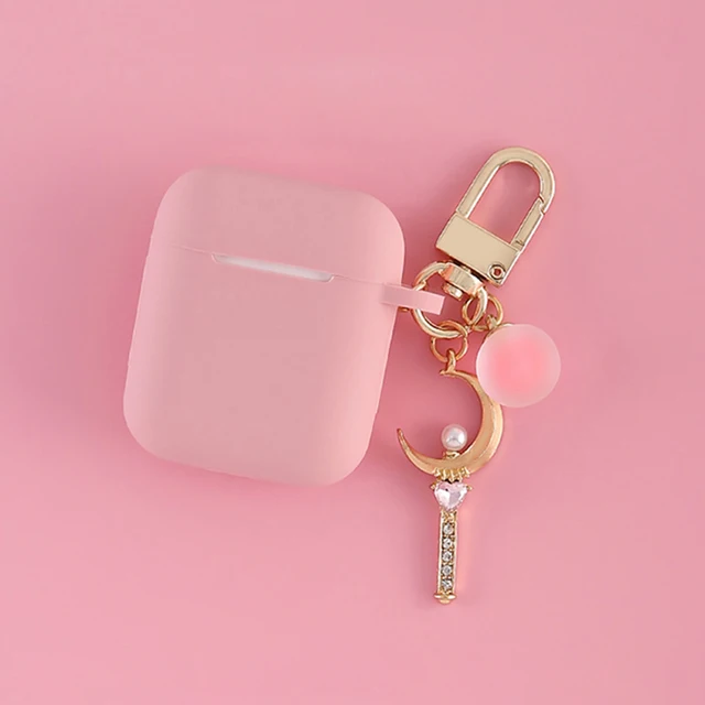 Cosmic Astronaut Spaceman Silicone Case for Apple AirPods 1 2 Case with Keychain Wireless Earphone Case Accessories Cover Box dark pink moon