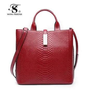 

SONG FRIEND New crocodile print head layer cowhide women's large-capacity female handbag bag with one shoulder bag messenger bag