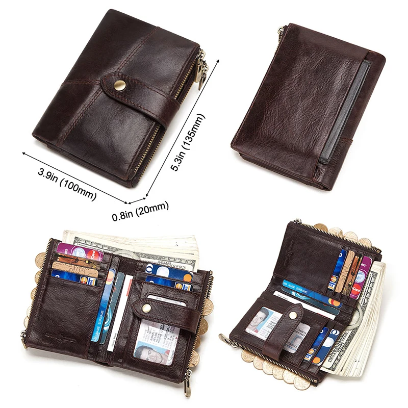 GZCZ RFID кошелек из натуральной кожи для мужчин Crazy Horse кошельки короткий кошелек для монет мужская сумка для денег качественный дизайнерский мини-кошелек