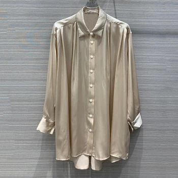 

High Quality Silk Blouse For Women Elegant Long Sleeve Blouse Tops Women Loose Blouse