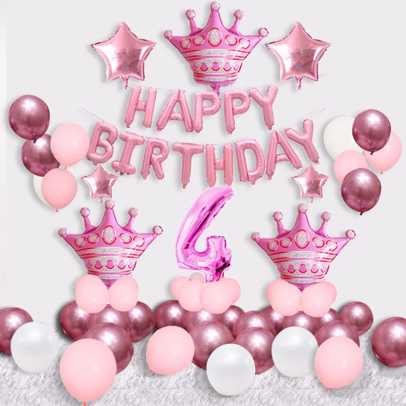 Princess Rose Gold Crown & Number Foil Balloon Set – 30th Birthday Party Decor For Girls