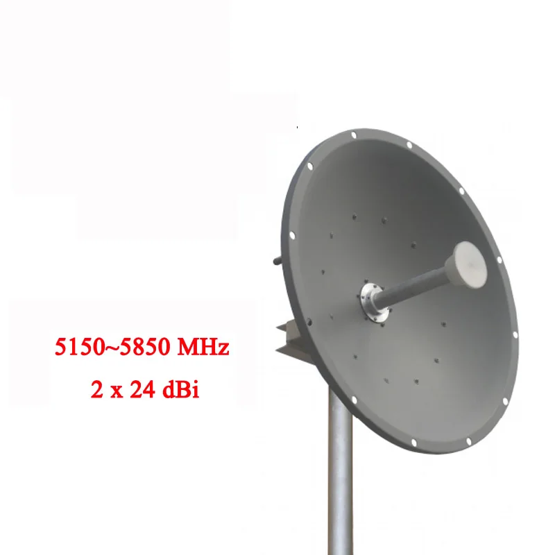 5.8G MIMO 안테나 5.8GHz 이중 편파 2x24dBi 고이득 파라볼릭 안테나, 원격 신호 증폭용, UBNT 호환