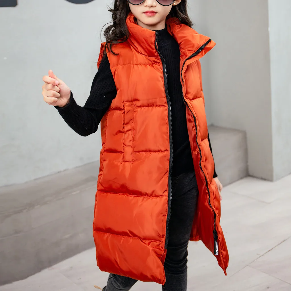 TELOTUNY/Зимний бархатный длинный хлопковый жилет для маленьких мальчиков и девочек; плотный жилет; пальто; куртка; детская теплая верхняя одежда; ZS05 - Цвет: OR