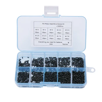 

1000pcs/Box M1-M1.7 Button Head Screws Electronic Industry Fasteners DIN Cross Self-Tapping Screw Assortment Kit Repair Tools
