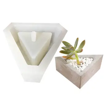 

Triangular Silicone Mold Cactu Succulent Plant Flower Pot Mould DIY Cement Clay Craft