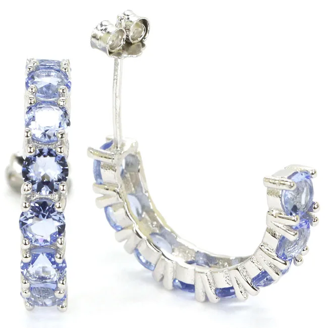violet tanzanite 22x4 мм 3,8 г настоящий зеленый изумруд фиолетовый танзанит 925 Твердое Серебро серьги-гвоздики - Цвет камня: violet tanzanite