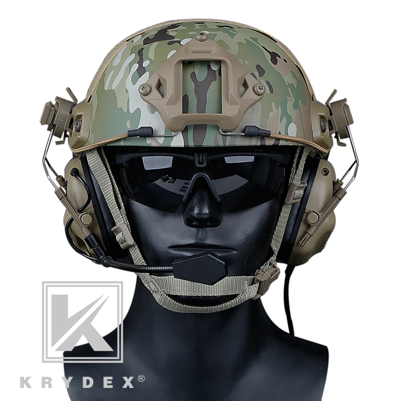 KRYDEX тактическая гарнитура w/Rail адаптер микрофон Peltor Comtac шумоподавление звук подобрать наушники для быстрого MICH Шлем