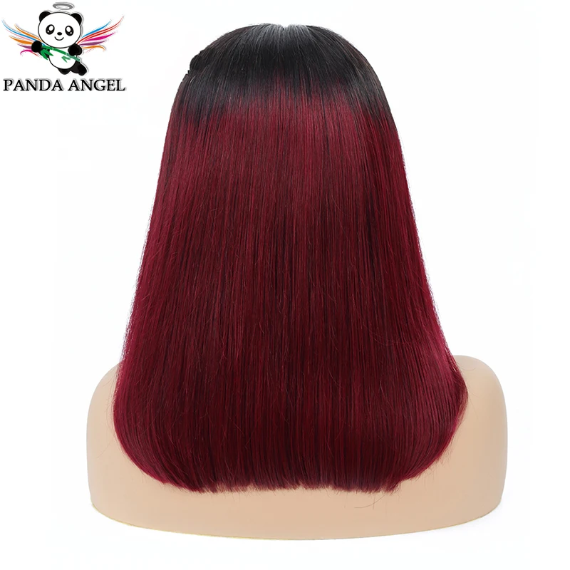 Purple Honey Ombre 1B 99J Short Bob Wigs 150% Density Brazilian Straight Lace Front Human Hair Bob Wigs For Black Women Remy