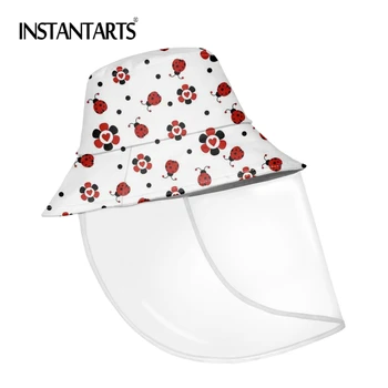

INSTANTARTS 2020 Fashion Bucket Hat Women Ladybug Printting Fishman Hats With Protictive Film White Bob Caps sombrero chino