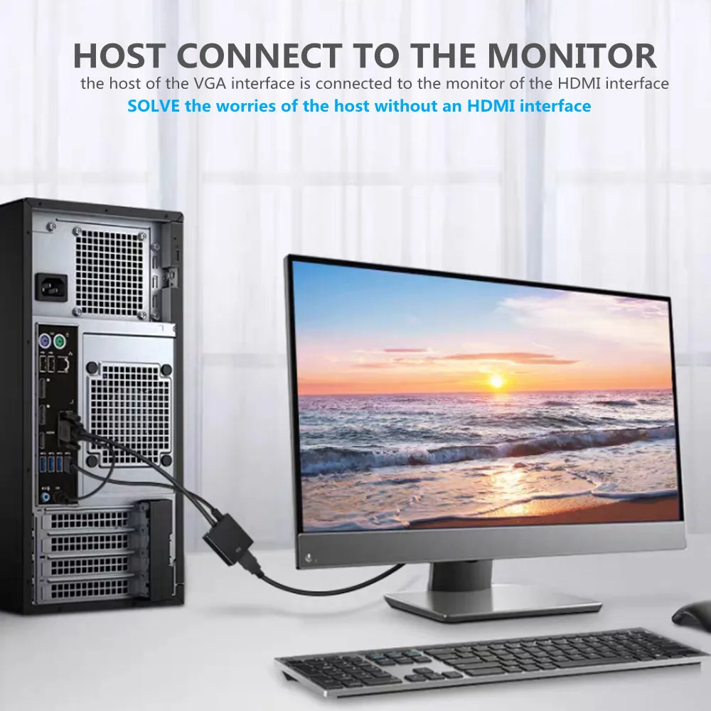 Adaptateur VGA vers HDMI avec audio