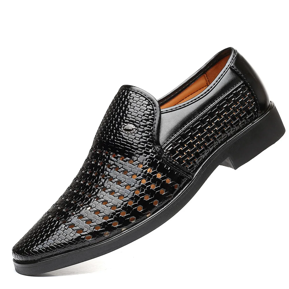 

2020 Summer Leather Formal Men Shoes Fashion Men Low Heels Round Toe Comfortable Breathable Office Dress Shoes Plus Size 38-48