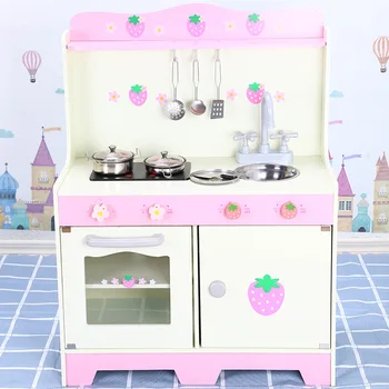 

Strawberry Cooking Kitchen Set Wooden Kids Kitchen Pretend Role Play Toys Children Educational Cooking Tools Kit Girls toy gifts