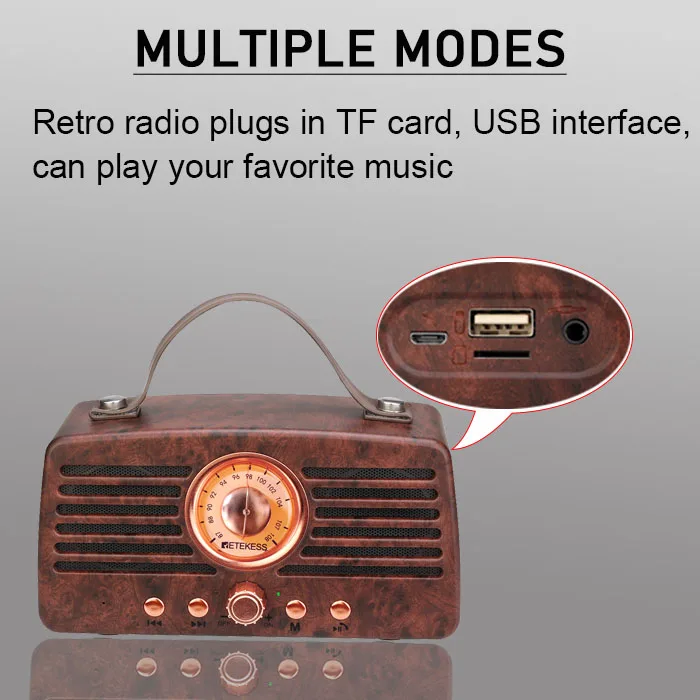 Retekess TR607 классический ретро fm-радио приемник портативное украшение MP3 Радио Стерео Bluetooth динамик AUX USB Перезаряжаемый