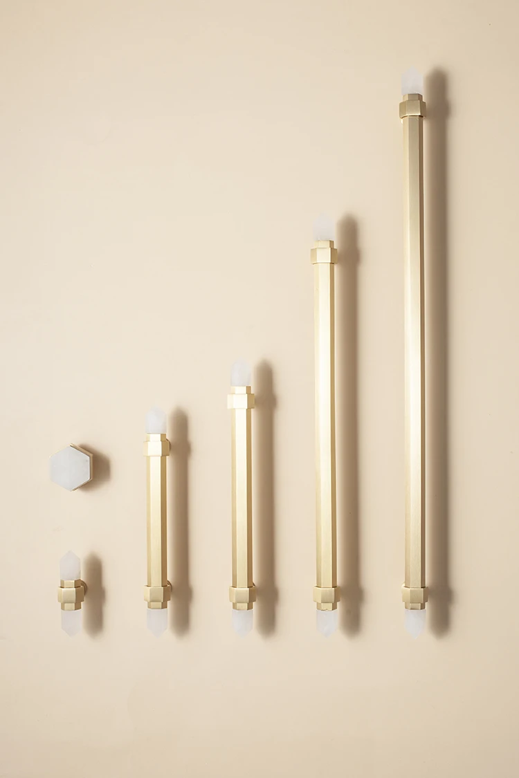 poignées de meuble en cristal naturel et en laiton pour placard de quincaillerie de luxe