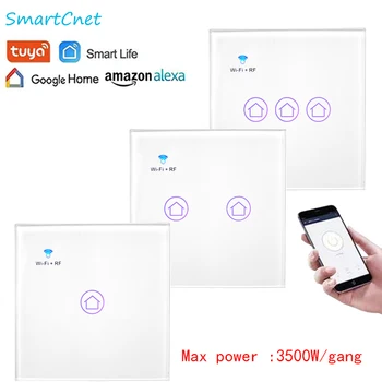

Touch Switch Smart Light Switch Panel Wall interruptor 1/2/3 Gang Tuya wifi light switch EU Standard Work with Alexa Google Home