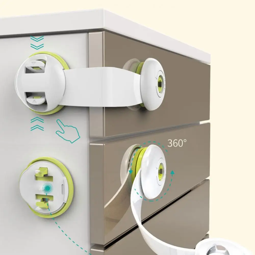 Lock Protection Of Children Locking Cabinet Drawer Fridge 360 Rotation Adhesive Baby Safety Lock Latches