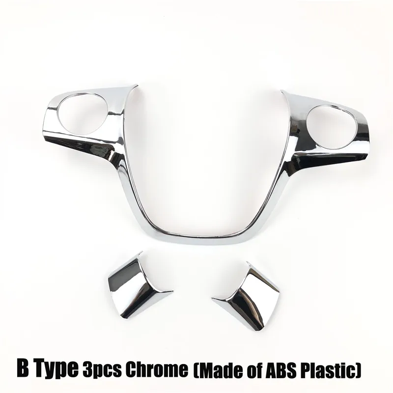 B Type Chrome 3pcs 1pcs For Ford Focus 3 MK3(2012-)/For KUGA 2013- accessories Car styling steering wheel trim cover sticker decoration - Color Name: B Type Chrome 3pcs