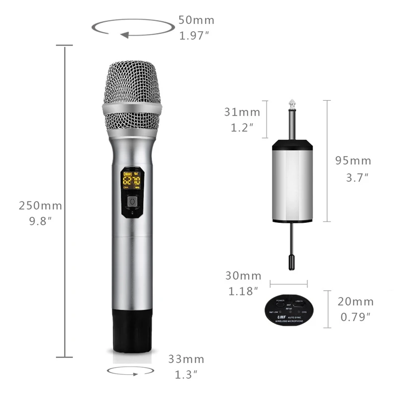 JABS UHF 25 канальный Ручной беспроводной микрофон с мини-приемником 1/4 дюймов выход для сцены/караоке/церкви/вечерние/деловые встречи