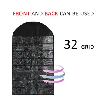 

32 Slots Double Sided Jewelry Hanging Organizer Earrings Necklace Holder Bag HT