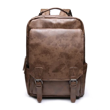 

Burminsa USB Charging Men Backpack 15.6inch Laptop Bags Teenagers School Bookbags PU Leather Male Travel Bagpack Waterproof 2020
