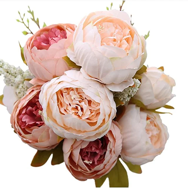 13 Heads Peony Silk Artificial Flowers Vintage Bouquet Fake Peonies Cheap Flowers for Home Table Centerpieces Wedding Decoration 4