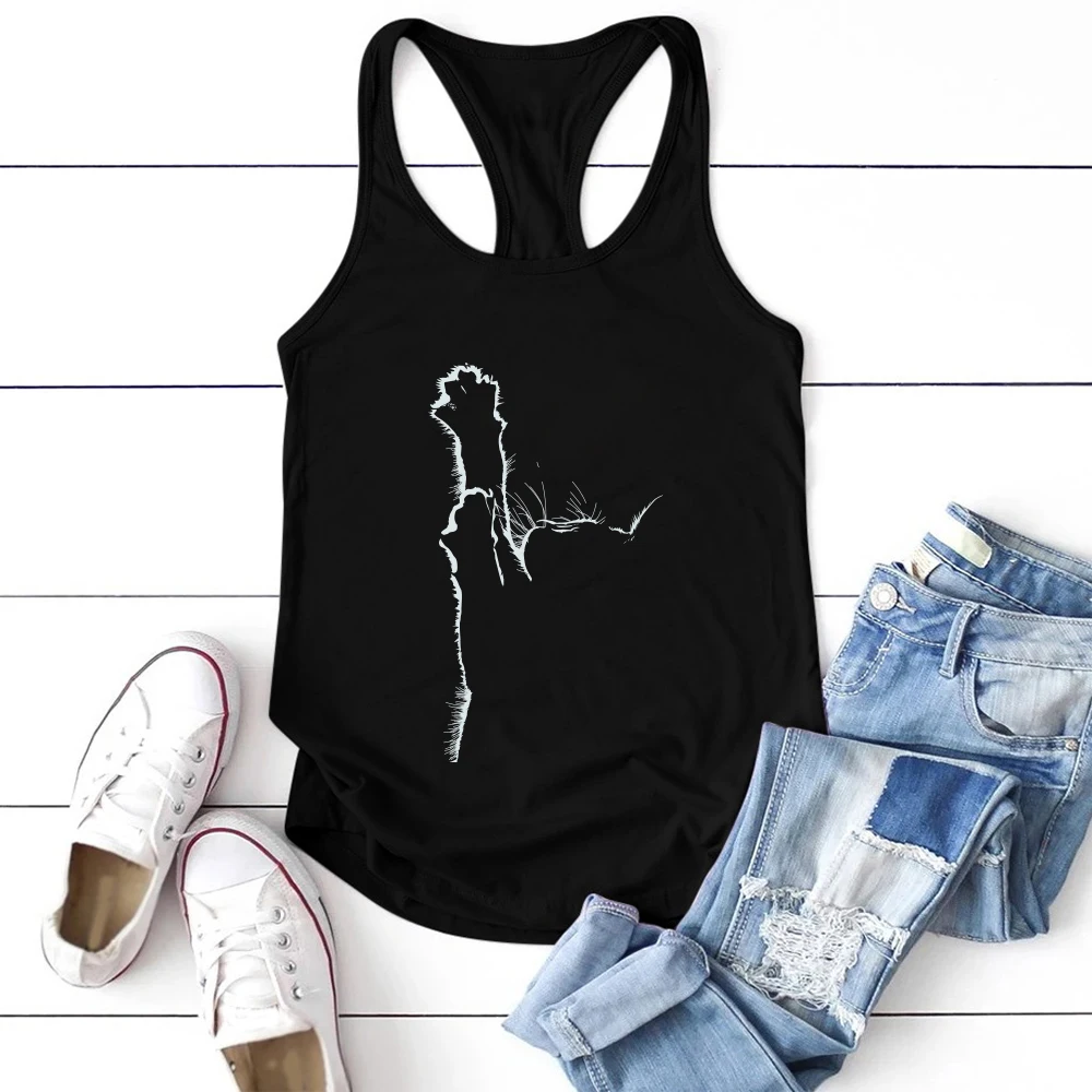 Funny Women Tank Top Cat Silhouette Print JKP4753