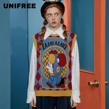 

Unifree sweater vest round neck loose sleeveless cartoon cartoon printing Pullover T-Shirt NEW in spring 2020 U201K313R1R1