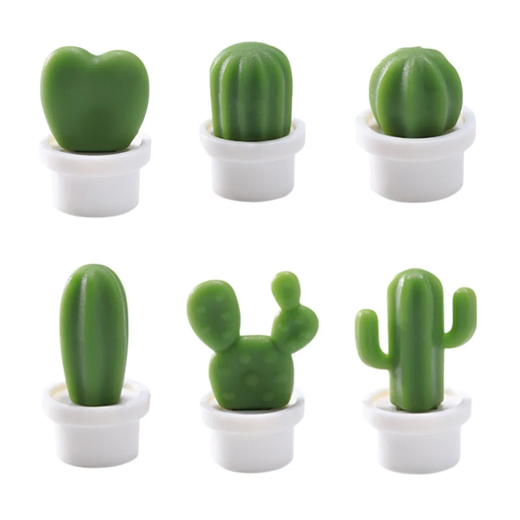 6PCs/Set Fridge Magnets Cute Cactus Succulent Plant Magnet Button Cactus Refrigerator Message Sticker Decor Magnesy Na Lodowke