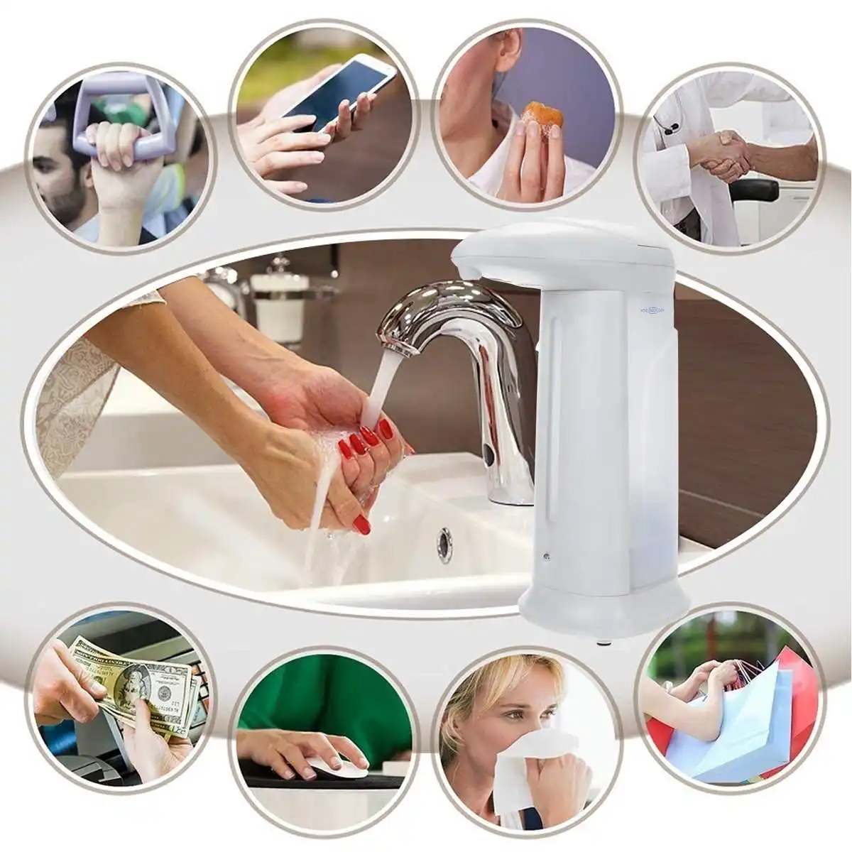 350ML Automatic Liquid Soap Dispenser Hand Free Touchless Smart Sensor Soap Bottle Dispenser Pump Shower for Bathroom Kitchen