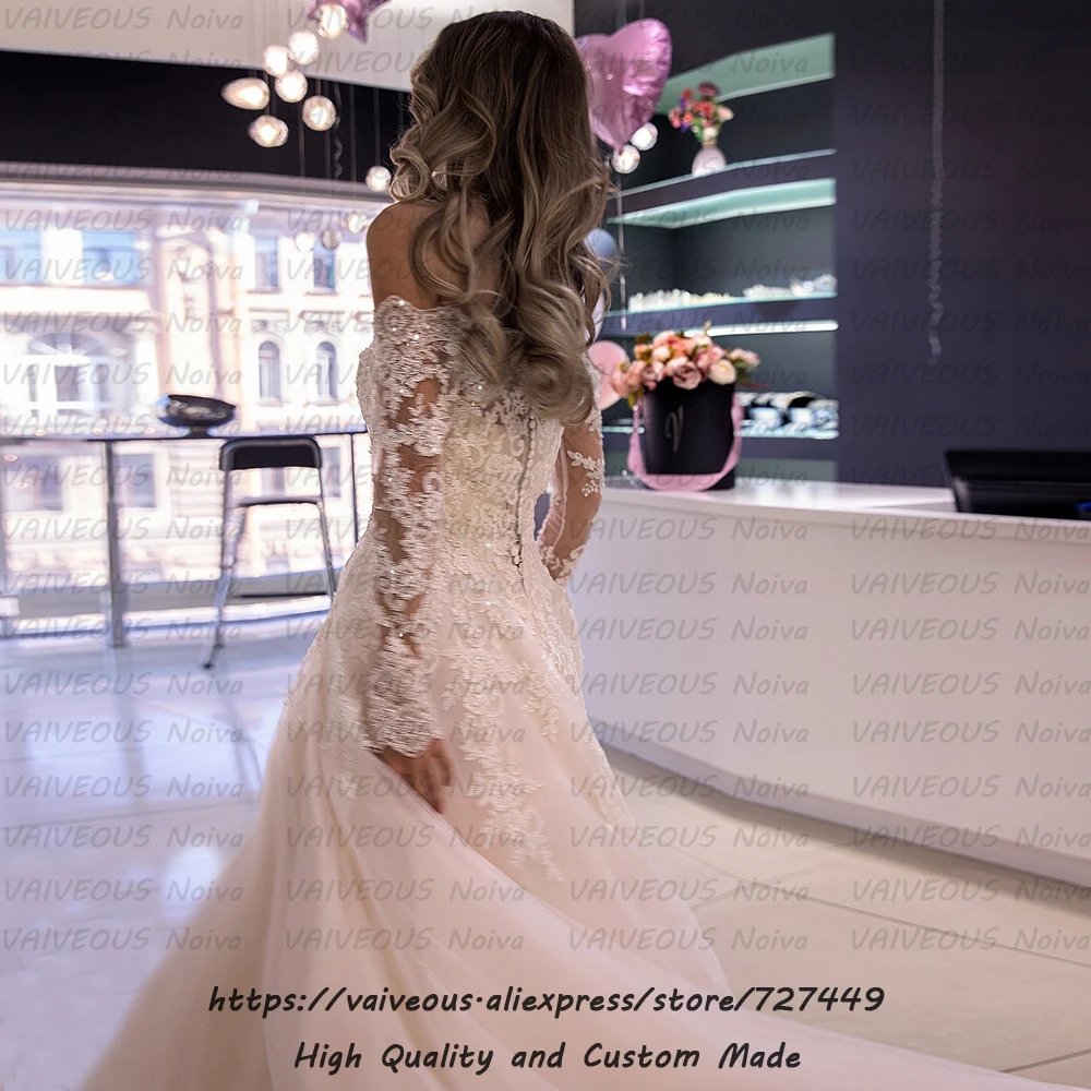 Элегантное кружевное свадебное платье в стиле бохо свадебное платье для невесты Gelinlik сексуальное свадебное платье с длинными рукавами и открытыми плечами Vestido de Noiva