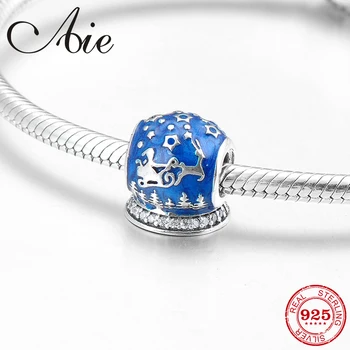 

Blue enamel Christmas wishing ball 925 Sterling Silver fine beads Fit Original European Charm Bracelet Jewelry making